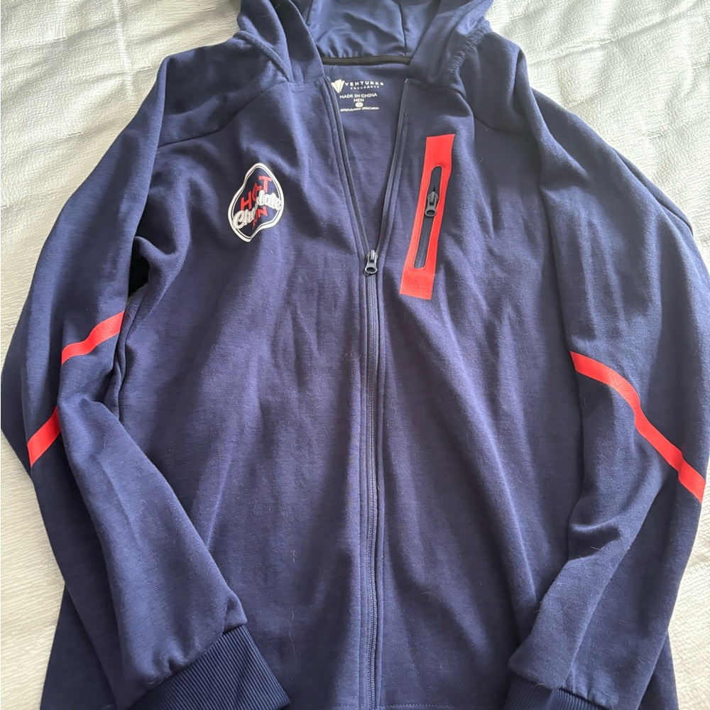 Navy Blue Jacket with Red Accents